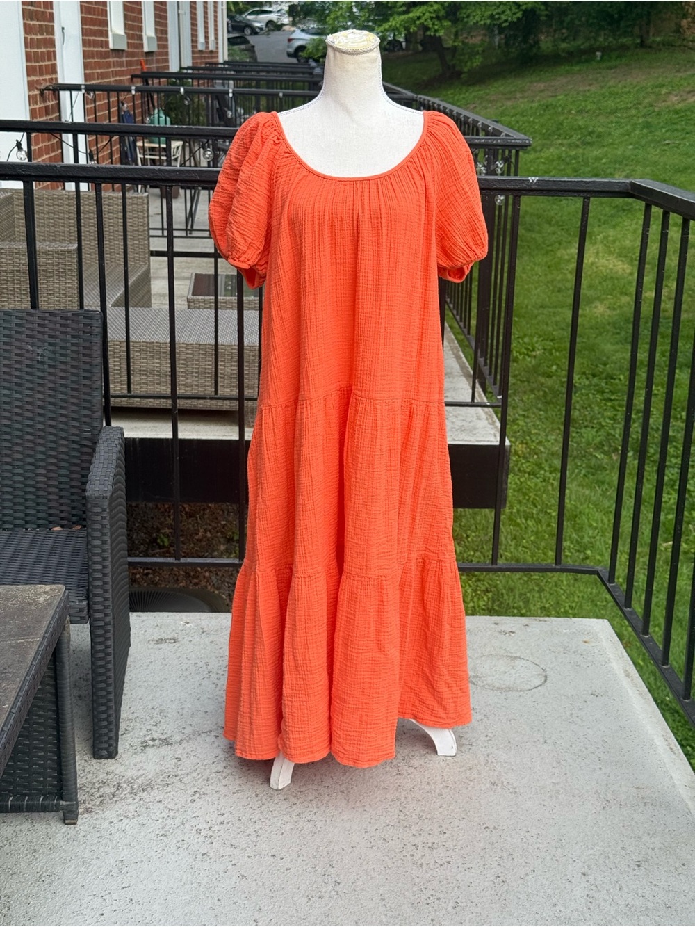 Lilly Pulitzer Zemini Crinkle Cotton Gauze Tiered Puff Sleeve Maxi Coverup Dress